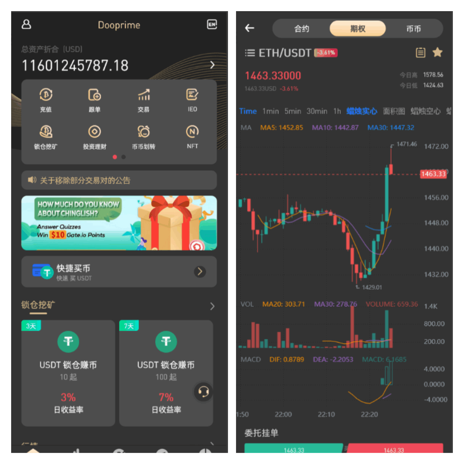 全新UI设计交易所源码 币币 合约 期权 投资理财 区块链源码-YooTao