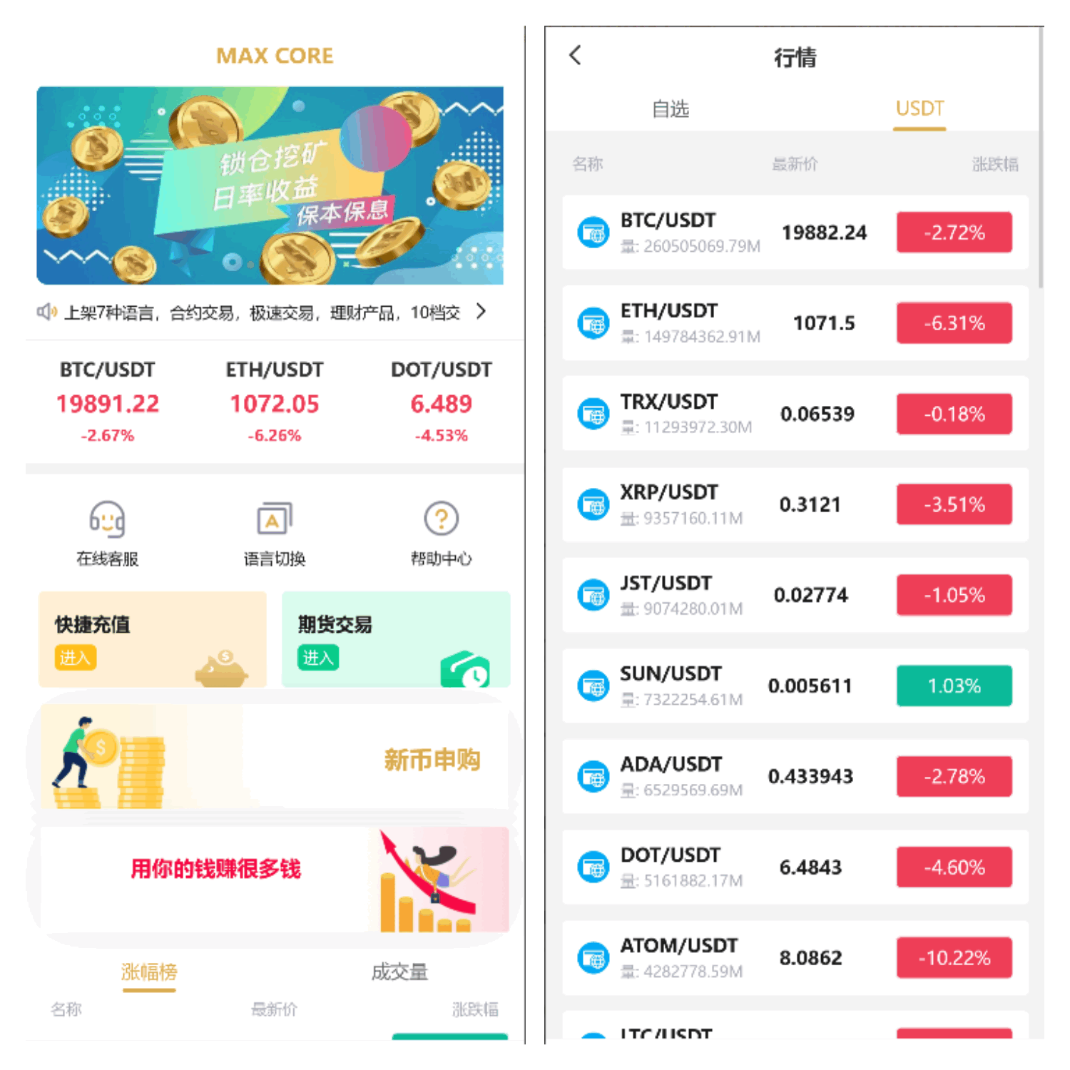 新款七语言交易所/币币/期权/质押挖矿/申购/源码-YooTao
