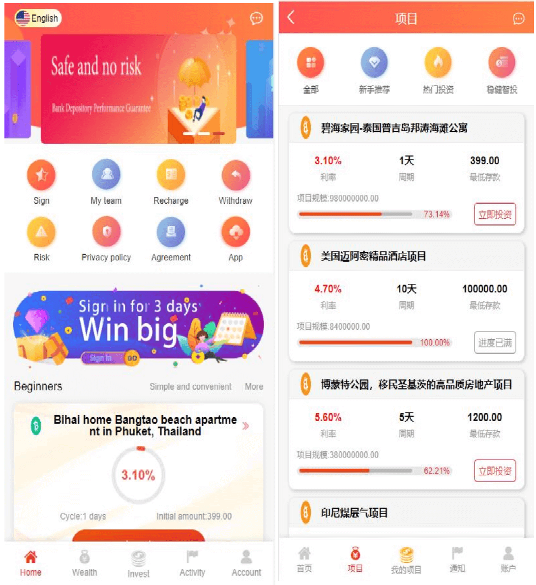 新UI多语言投资理财系统/海外基金虚拟币投资返利源码/前端VUE-YooTao